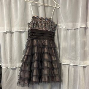 Gray and pink Masquerade formal dress
